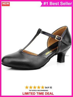T-Strap Latin Salsa Dance Heels Non-Slip Ballroom Pumps 2.5"